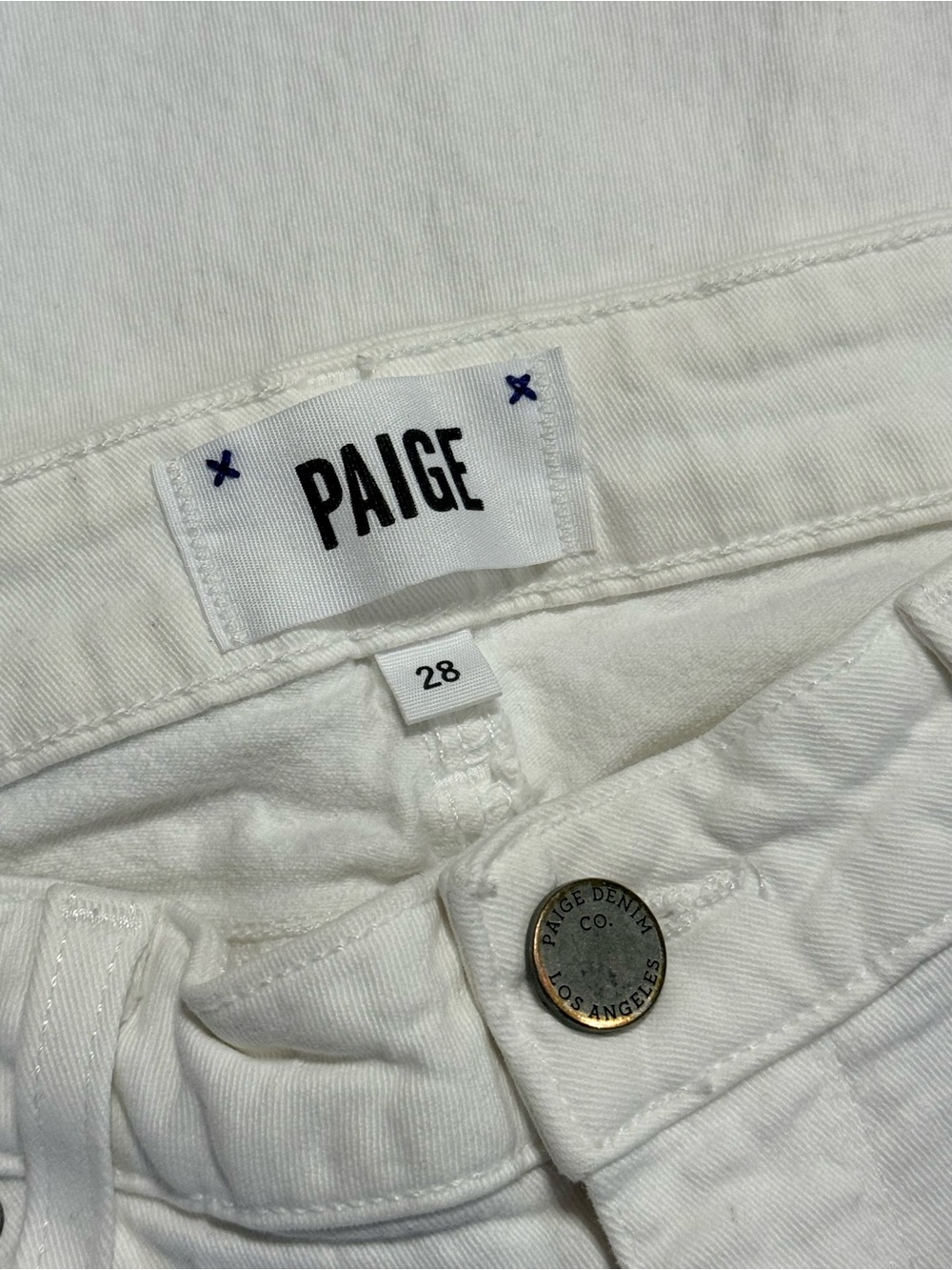 PAIGE Kylie Crop White Jeans Size 28 Made in USA Stretch Denim - Picture 8 of 9